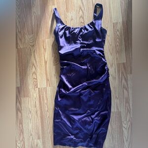 Suzi Chin Boutique Deep Purple Satin Cocktail Dress